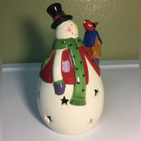 Ceramic Lightup Christmas Snowman - Picture 2 of 12